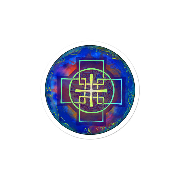 Blue Swedenborg cross sticker